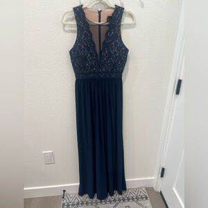 Night Way Collections Navy Lace Maxi Dress